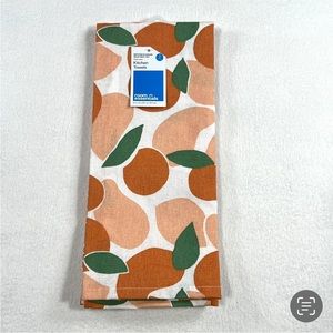 Set of 2 PEACHES 100% Cotton Kitchen Towels Orange White 15 x2 5 in OEKO-TEX